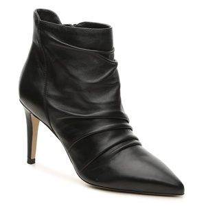 Tahari Black Leather Pointed Toe Ankle Bootie